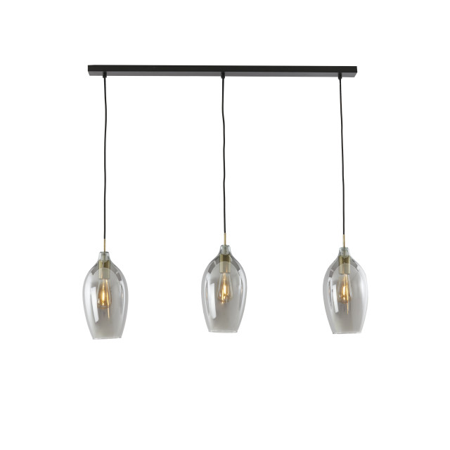 Light & Living hanglamp 3l 100x16,5x32 cm lukaro antiek brons+glas smoke 2883065 large