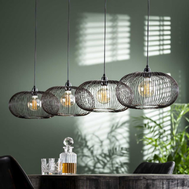 Hoyz Hoyz hanglamp met 4 lampen koper kleurig 150cm in hoogte verstelbaar disk vorm Ø35 industriële hanglamp voor woonkamer of eetkamer 2061475 large