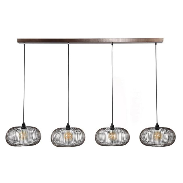 Hoyz Hoyz hanglamp met 4 lampen koper kleurig 150cm in hoogte verstelbaar disk vorm Ø35 industriële hanglamp voor woonkamer of eetkamer 2061475 large