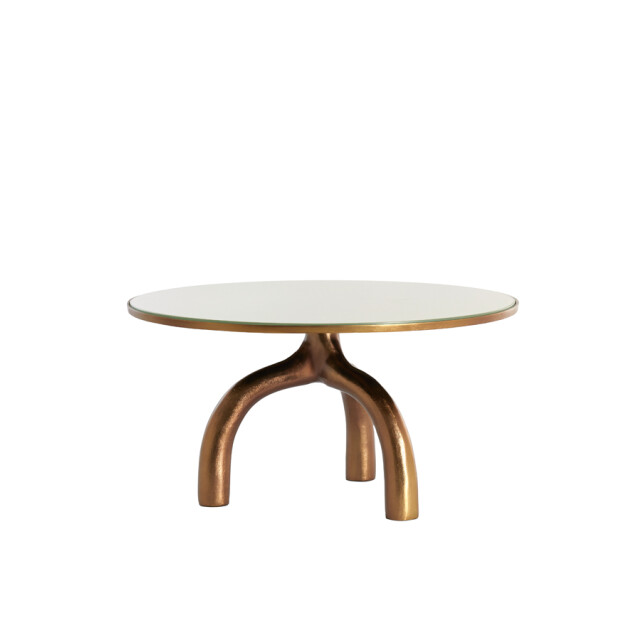 Light & Living salontafel Ø76x40 cm mello glans brons+glas taupe 2883312 large