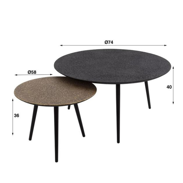 Hoyz Hoyz salontafel metallic rond - set van 2 2596117 large