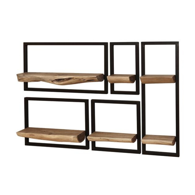 Hoyz wandschap set edge massief acacia naturel set van 5 2846270 large