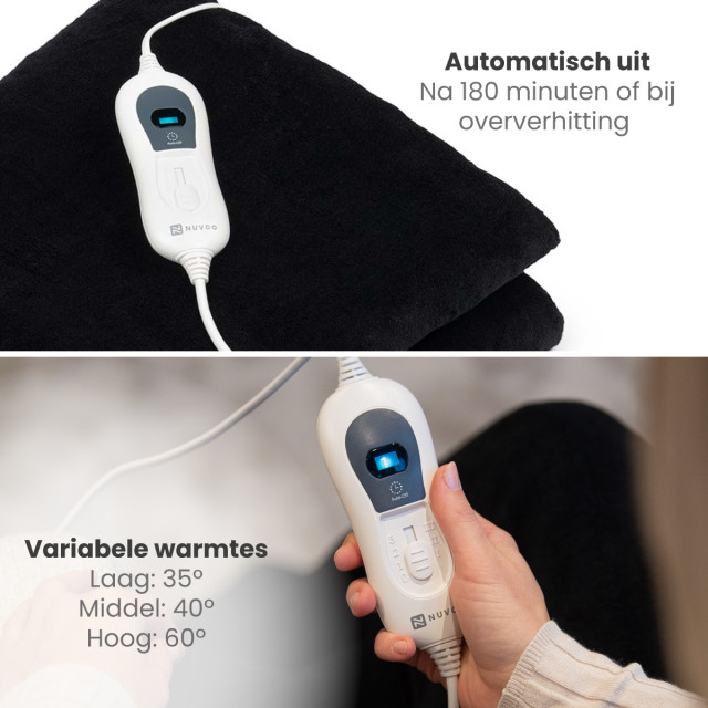 Nuvoo Elektrische bovendeken 160x120 cm automatische uitschakeling oververhittingsbescherming 3 standen 1 persoons warmtedeken - ideaal kerstcadeau 2822900 large