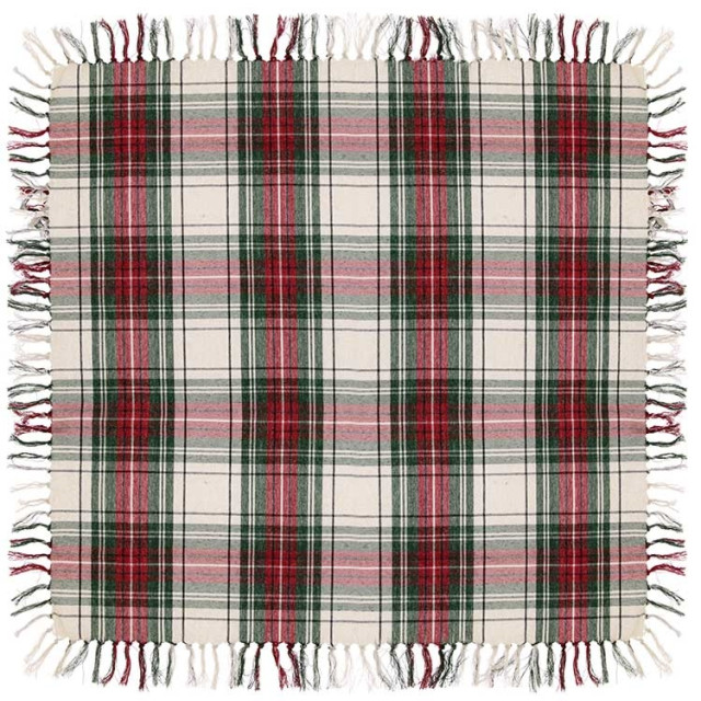 Unique Living tafelkleed xmas tartan 90x90cm white 2763205 large