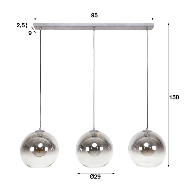 Hoyz Hoyz hanglamp bubble shaded 3 lampen industrieel 2061235 large