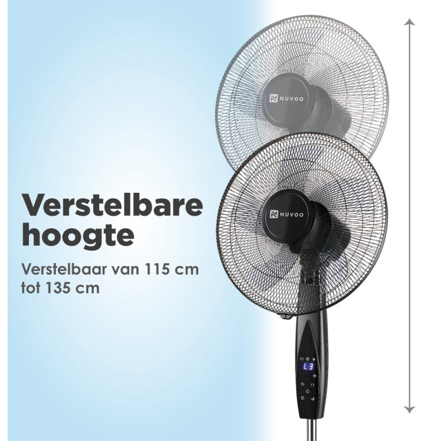 Nuvoo Statiefventilator – diameter 40cm – oscillatiefunctie – 3 standen – energiebesparende timerfunctie (tot 8uur) – afstandbediening – ventilator 2658183 large