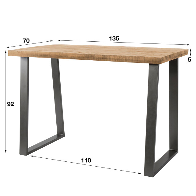 Hoyz Hoyz bartafel industrieel massief mangohout blank trapezium 135x70x92 2877418 large