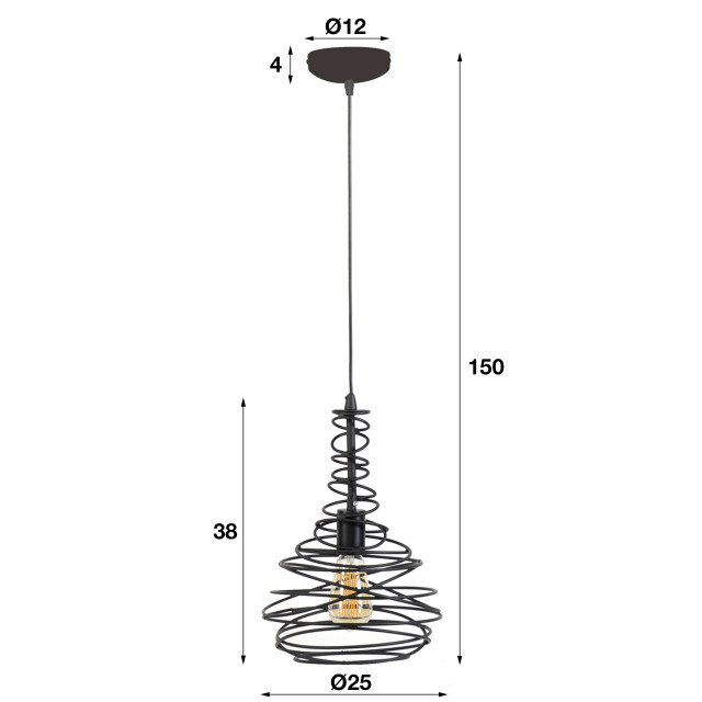 Hoyz Hoyz hanglamp 1 lamp Ø25 kegel spiraal 2061437 large