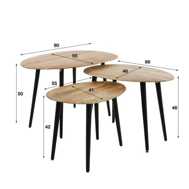 Hoyz salontafel set organisch massief acacia naturel set van 3 2846071 large