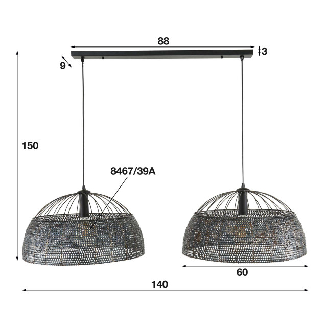 Hoyz Hoyz hanglamp 2l armor Ø60 / zwart bruin 2063613 large