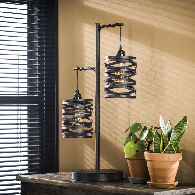 Hoyz Hoyz tafellamp industrieel vintage tafellamp van metaal en glas spiraal 2061434 large