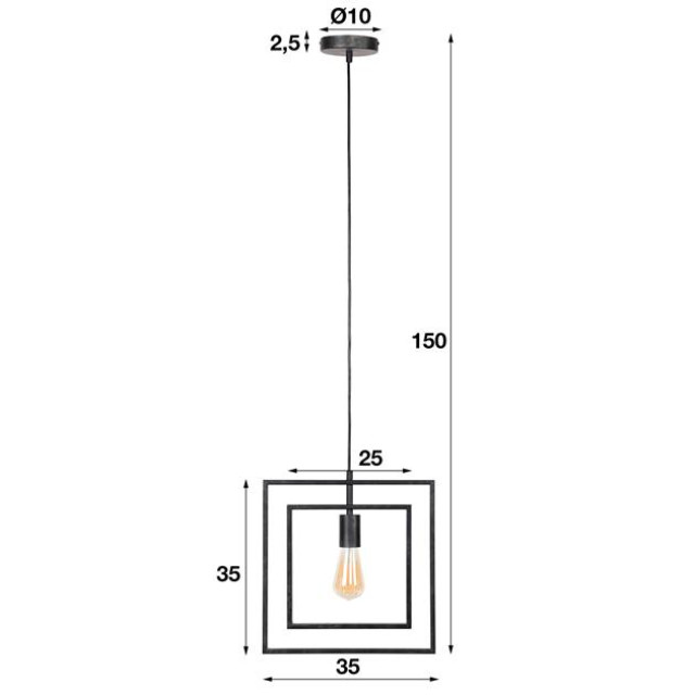 Hoyz Hoyz vierkante hanglamp met 1 lamp turn square - 35cm 2061460 large