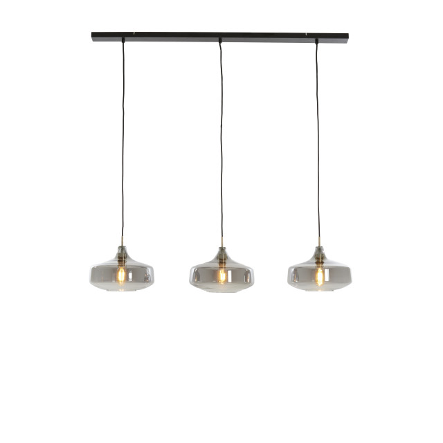 Light & Living hanglamp 3l 120x30x21 cm solna antiek brons+smoke glas 2883053 large