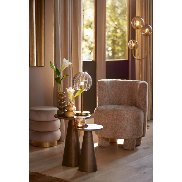 Light & Living bijzettafel Ø36x51 cm ynez donker marmer+donkr 2883678 large