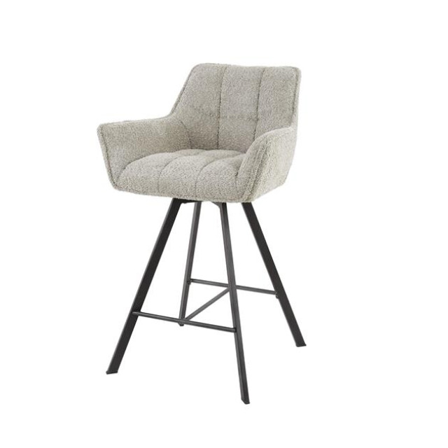 Hoyz Hoyz barstoel raster boucle zand draaibaar 2 stuks 2596097 large