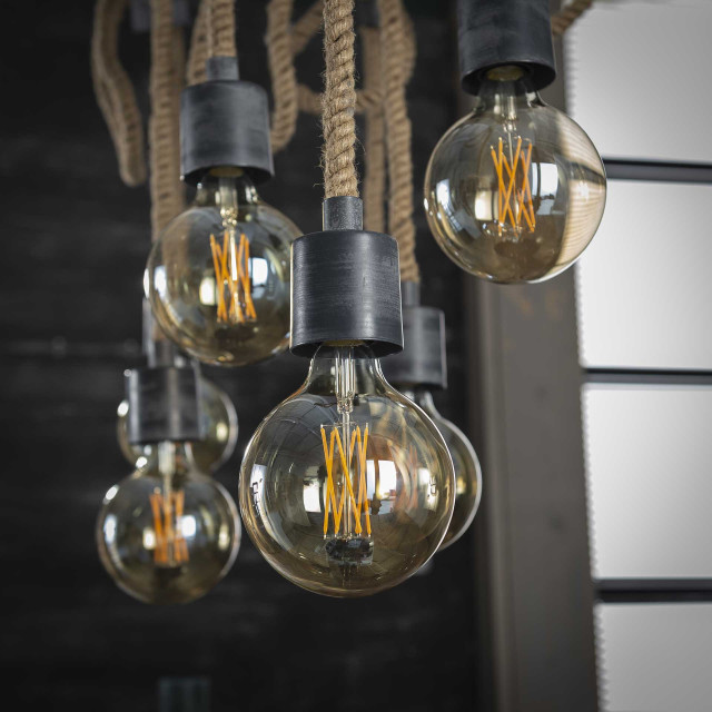 Hoyz Hoyz hanglamp met 7 lampen jutte touwen - 150cm 2061429 large