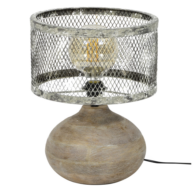 Hoyz Hoyz tafellamp industrieel massief houten bolle voet 2061422 large