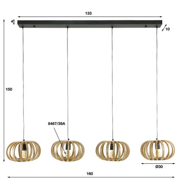 Hoyz Hoyz hanglamp 4l stripes / massief mango naturel 2063611 large