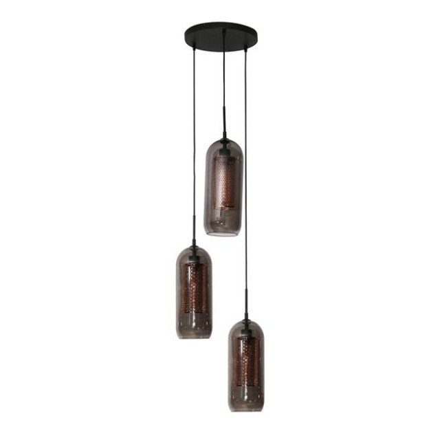 Hoyz Hoyz hanglamp 3l smoke getrapt glas-geperforeerd staal artic 2596067 large