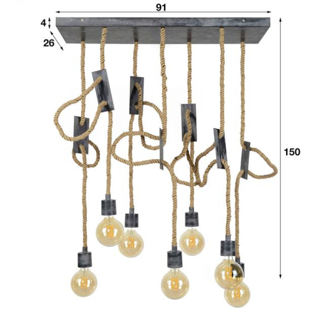 Hoyz Hoyz hanglamp met 7 lampen jutte touwen - 150cm 2061429 large