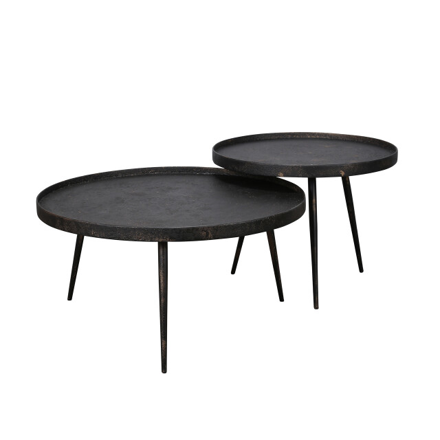 Hoyz Hoyz salontafel rond metallic zwart set van 2 76x76x40 2061105 large