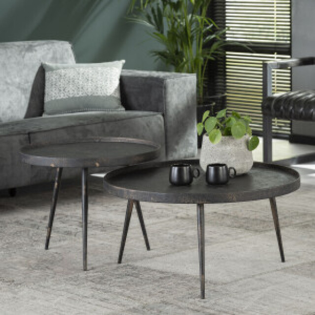 Hoyz Hoyz salontafel rond metallic zwart set van 2 76x76x40 2061105 large