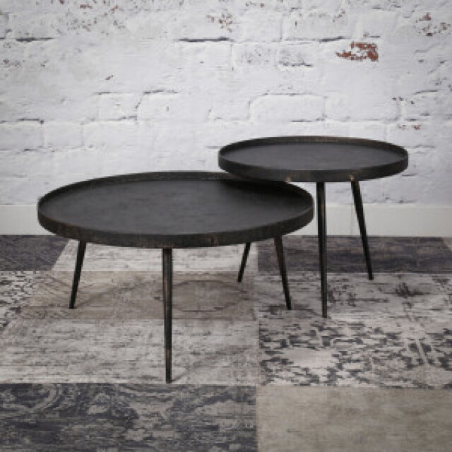 Hoyz Hoyz salontafel rond metallic zwart set van 2 76x76x40 2061105 large