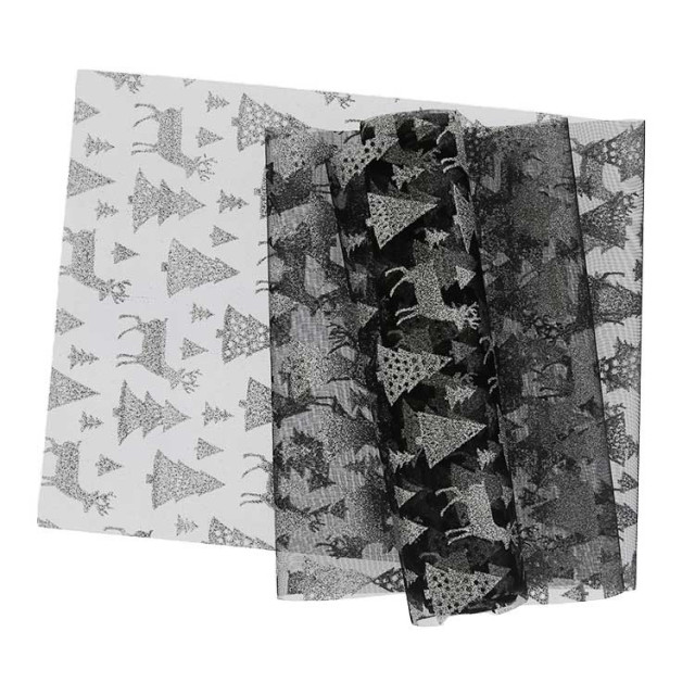 Unique Living decofabric glitter forest 28x300cm black 2763172 large