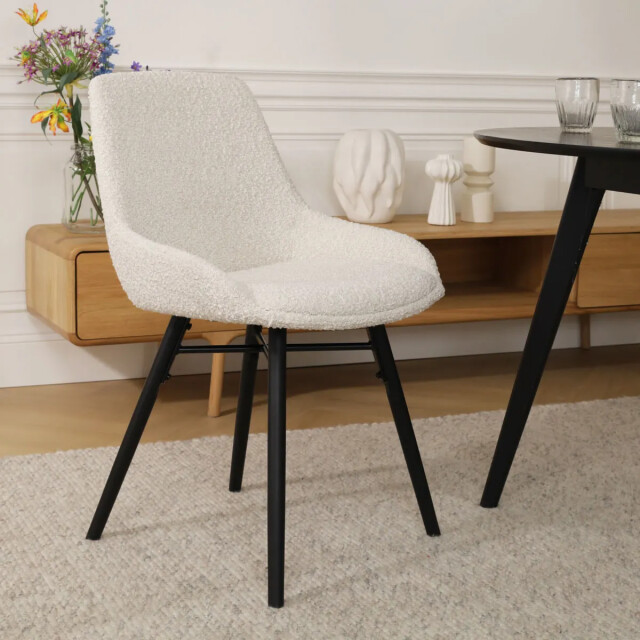 Nolon Nena-isa eetkamerstoel bouclé zwart houten onderstel 2833939 large
