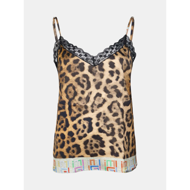 Mucho Gusto Slip top met luipaard print Slip Top Camel met Luipaard Print large