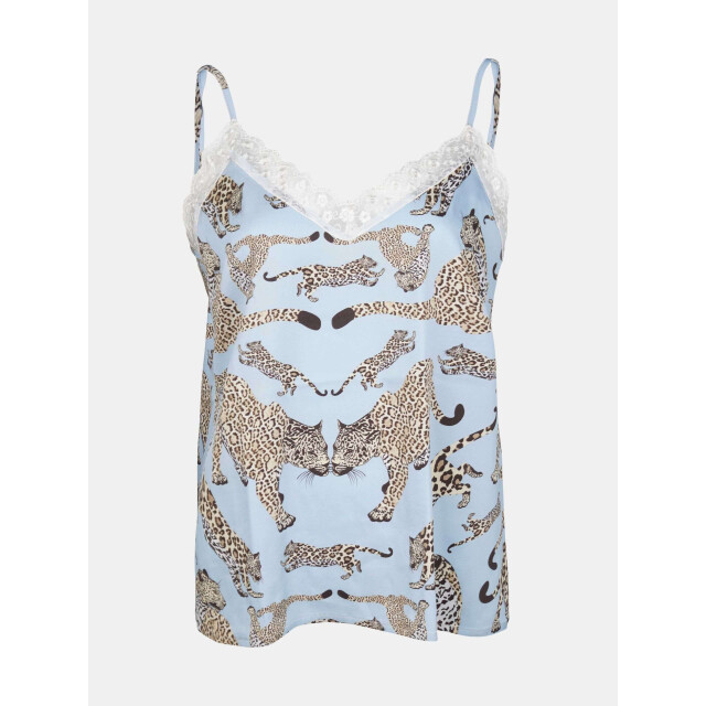 Mucho Gusto Slip top lichtblauw met luipaard print Slip Top Lichtblauw met Luipaard Print large
