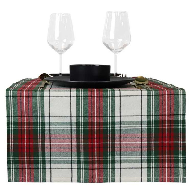 Unique Living tafelloper xmas tartan 45x150cm white 2763188 large