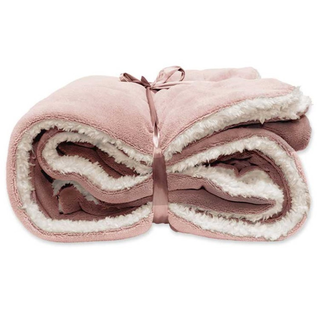 Unique Living | lars coral fleece/suede plaid 150x200cm old pink 2060611 large