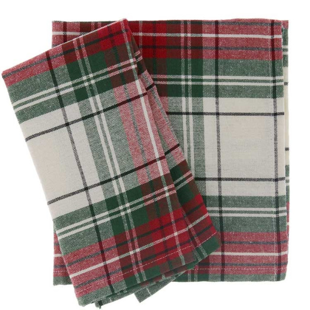 Unique Living servet xmas tartan 40x40cm white 2763206 large