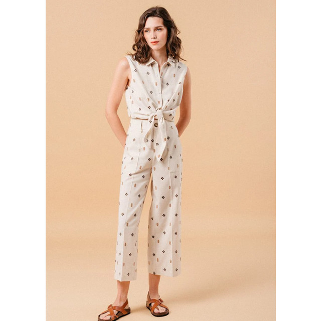 Grace & Mila Linnen pantalon met print messina  large