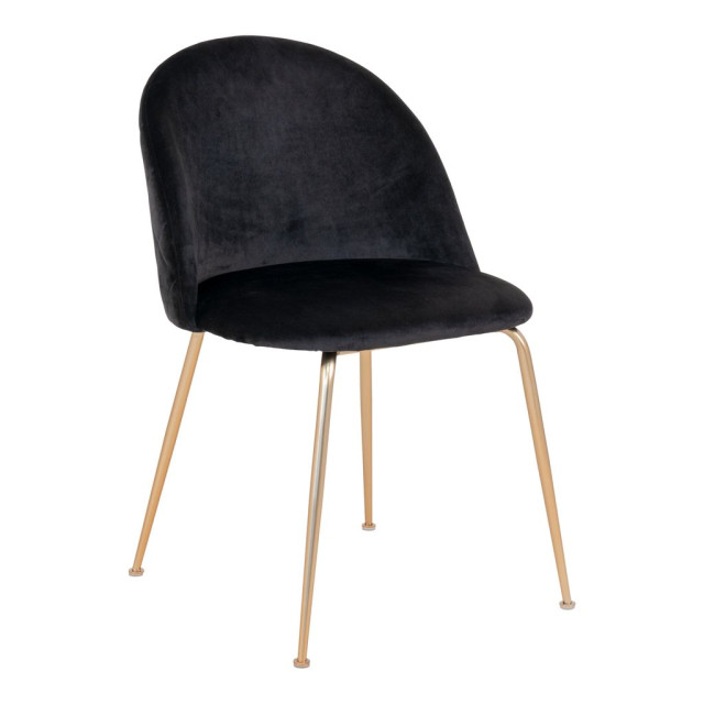 House Nordic Geneve dining chair chair in black velvet with legs in brass look set of 2 2814320 large