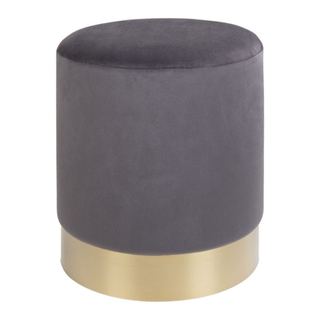 House Nordic Gamby pouf pouf in grey velvet with brass coloured steel base hn1213 2814276 large