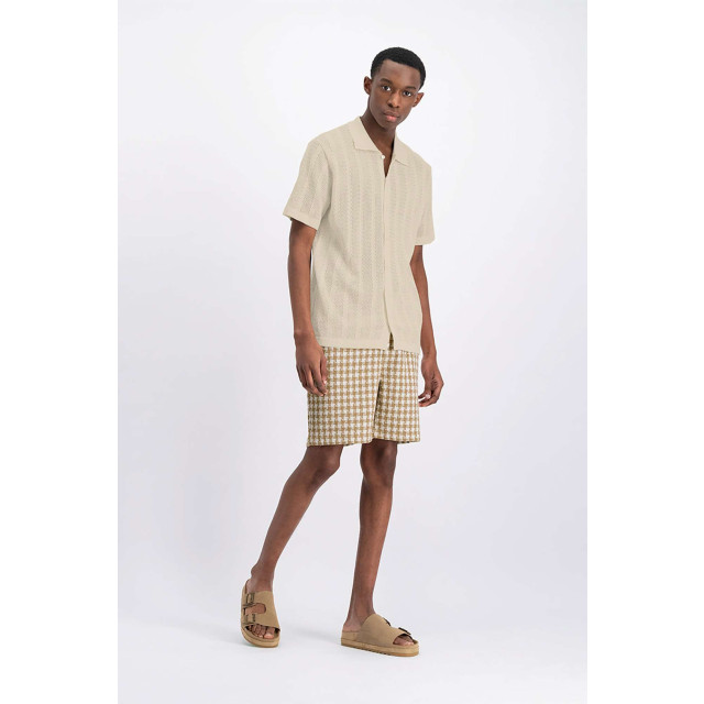 Law of the sea Zomerse geruite shorts voor heren 2224236-irish cream large