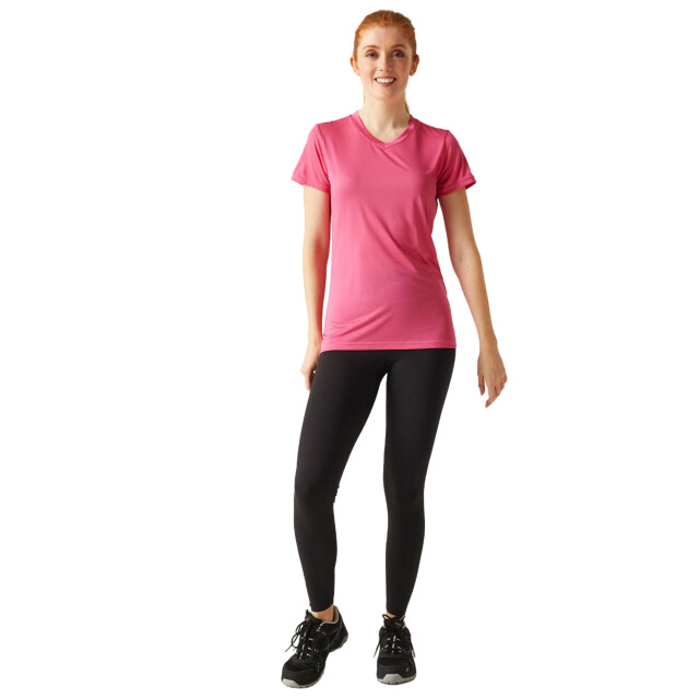 Regatta Dames fingal v hals t-shirt UTRG10272_flamingopink large