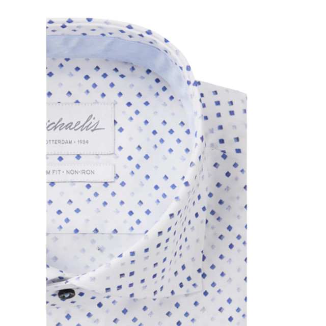 Michaelis Wit overhemd met kleine ruitjes PMVH10005A large
