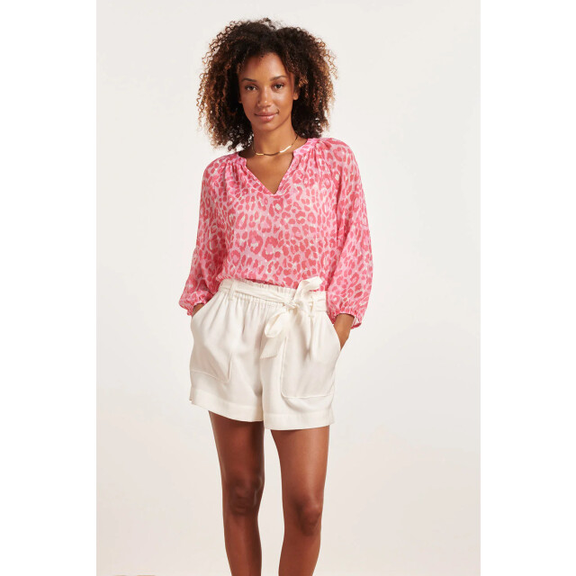 Smashed Lemon 24301 chiffon top met 3/4 pofmouwen animal print | 24301-400-420 large