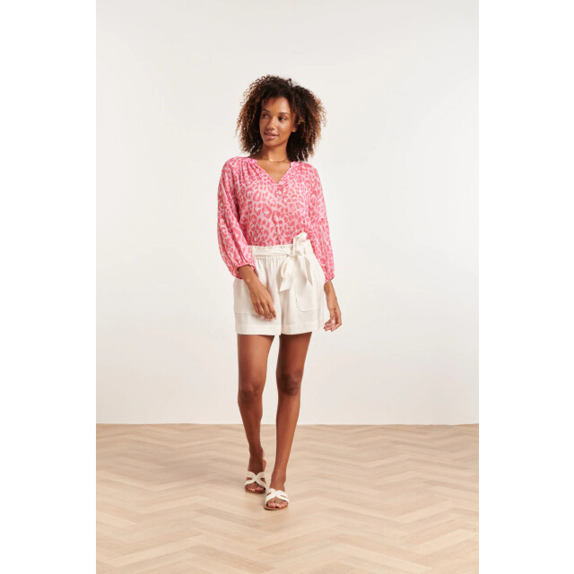 Smashed Lemon 24301 chiffon top met 3/4 pofmouwen animal print | 24301-400-420 large