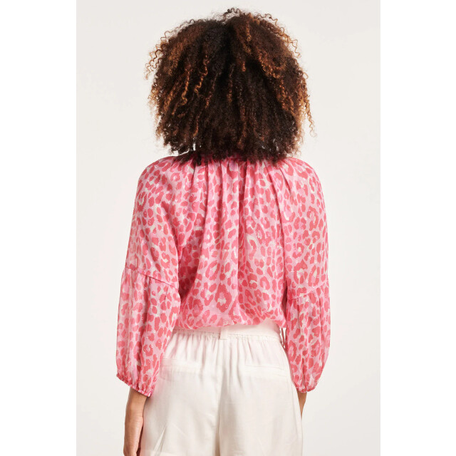 Smashed Lemon 24301 chiffon top met 3/4 pofmouwen animal print | 24301-400-420 large