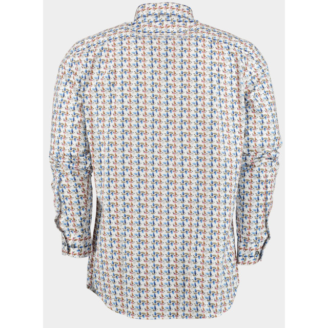 Bos Bright Blue Casual hemd lange mouw blade print shirt ls 24107bl15bo/500 color 179813 large