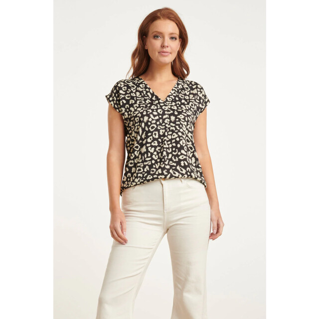 Smashed Lemon 24414 zwart-wit animal print zomer top 24414-009-XL large