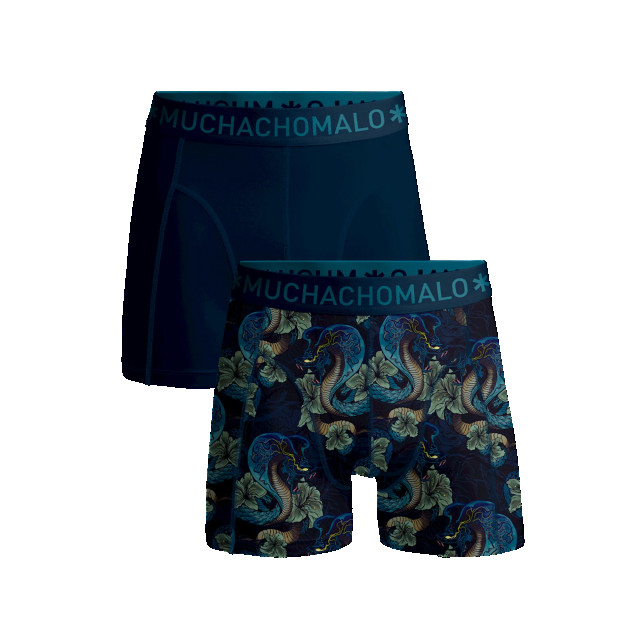 Muchachomalo Jongens 2-pack boxershorts print/effen SNAKE1010-01J large