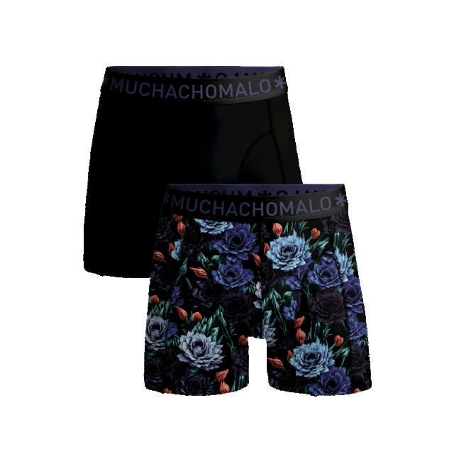 Muchachomalo Jongens 2-pack boxershorts print/effen JUSTFLOWERS1010-01J large