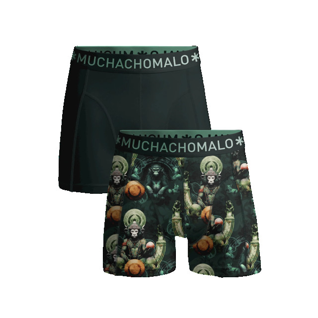 Muchachomalo Jongens 2-pack boxershorts print/effen MONKEYGURU1010-01J large