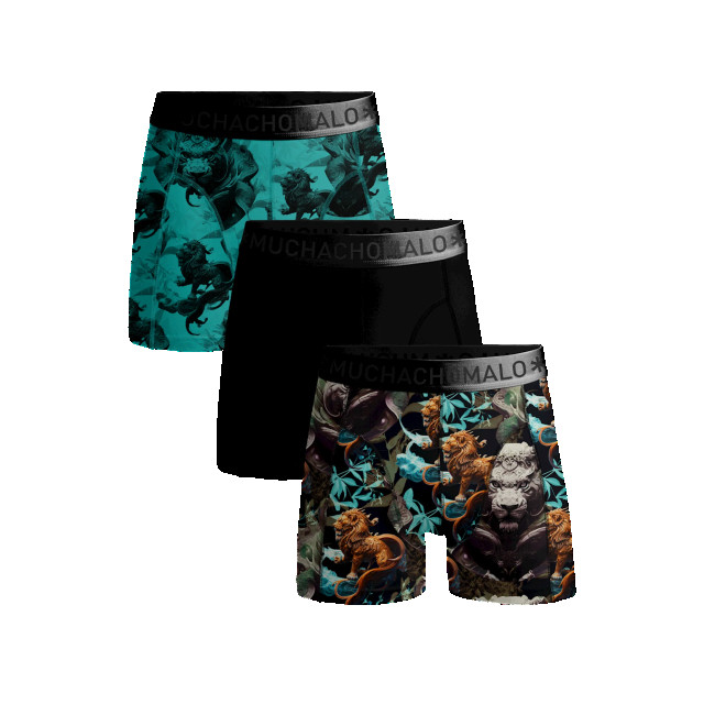 Muchachomalo Jongens 3-pack boxershorts print/effen U-LION1010-01J large