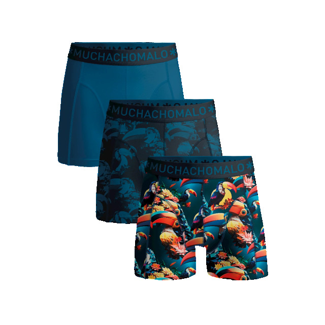 Muchachomalo Jongens 3-pack boxershorts print/effen U-TOUCAN1010-01J large